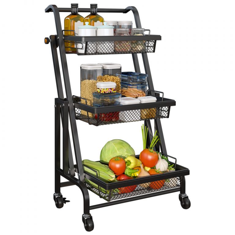 4-Tier Storage Trolley Fruit Vegetable Baskets on Wheels - Simplist